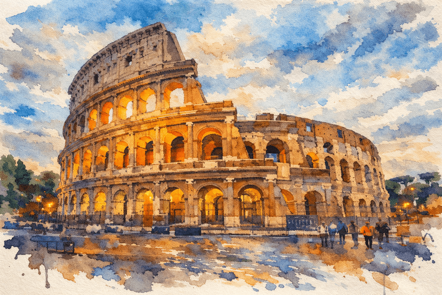 Rome watercolor art prints collection - Beautiful Cityscapes